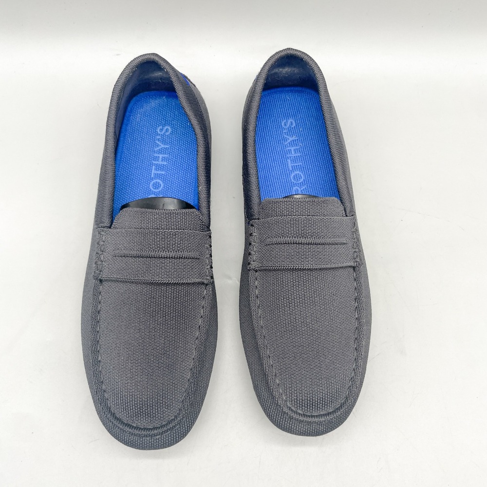 Rothys Mens 10 The Driving Penny Loafer Grey Knit Preppy Coastal Casual Travel